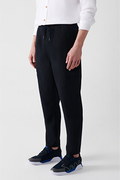 Avva Pánské tmavě modré elastické pasové šněrování Cargo Pocket Strečové kalhoty Jogger A31Y3025