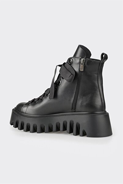 Elle Shoes Siyah Deri Kadın Günlük Bot