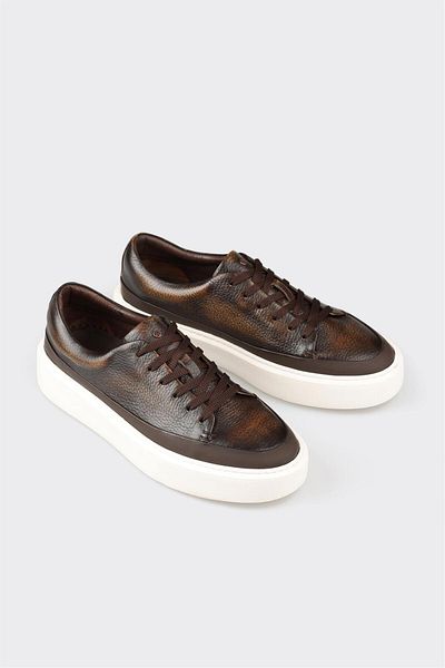 Elle Shoes Brown Leather Men's Casual Shoes