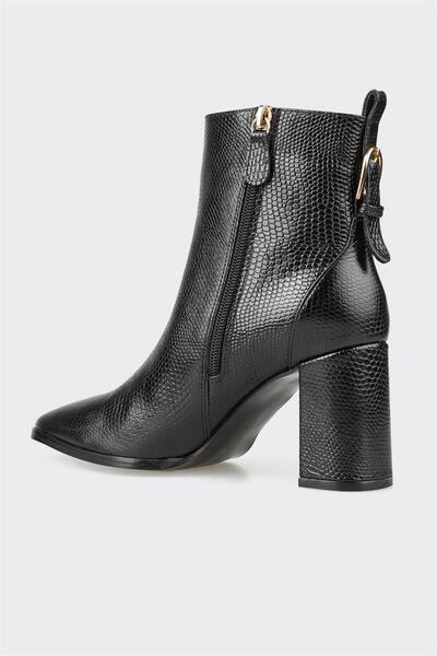 Elle Shoes Siyah Deri Kadın Klasik Bot