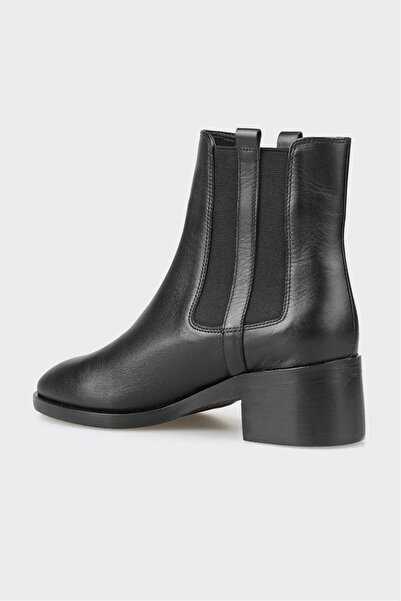 Elle Shoes Siyah Deri Kadın Topuklu Bot