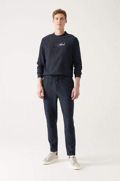 Avva Pantaloni de trening cu dungi bleumarin pentru bărbați A22y3438