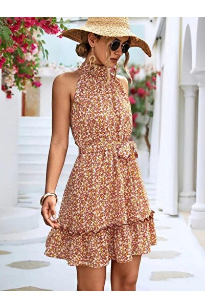 UP TREND COLLECTION Fusta de damă rochie din jerseu cu gât cu volan