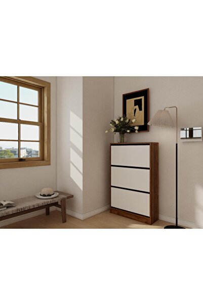 Masif Market Kisikoz Düşer Kapaklı Ayakkabılık Amalfi - Beyaz Renk