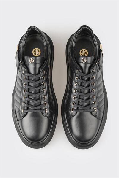 Elle Shoes Black Leather Men's Sports Shoes