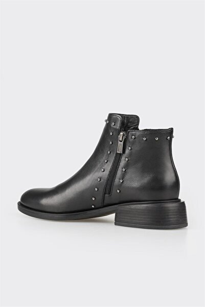 Elle Shoes Siyah Deri Kadın Klasik Bot