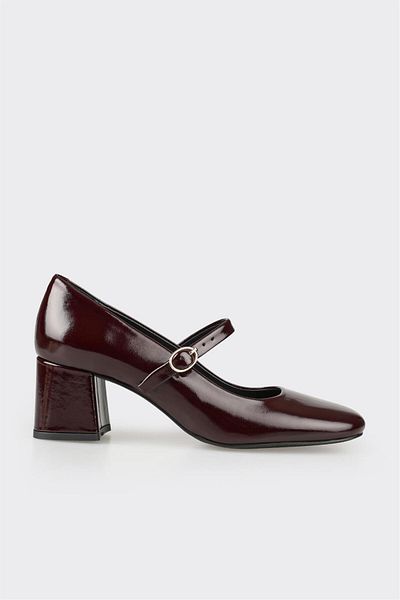Elle Shoes Pantofi cu toc de damă din piele burgundy