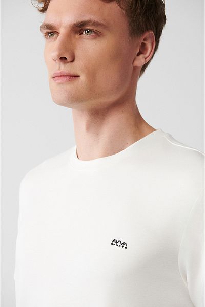 Avva Men's Ecru Iron-Free Soft Button T-Shirt A31Y1000