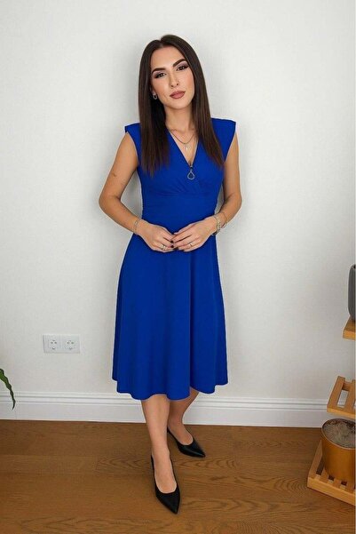 Butik Aura Mou Rochie de damă cu mâneci scurte, cu guler dublu, corsaj cu tal...