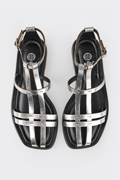 Elle Shoes Γυναικεία φλατ σανδάλια Lame Leather