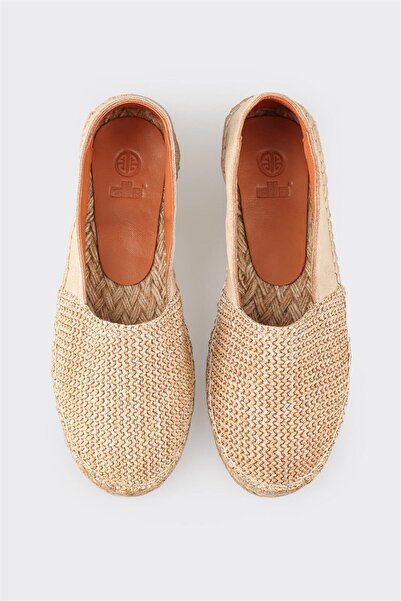 Elle Shoes Beige Leather Women's Espadrille