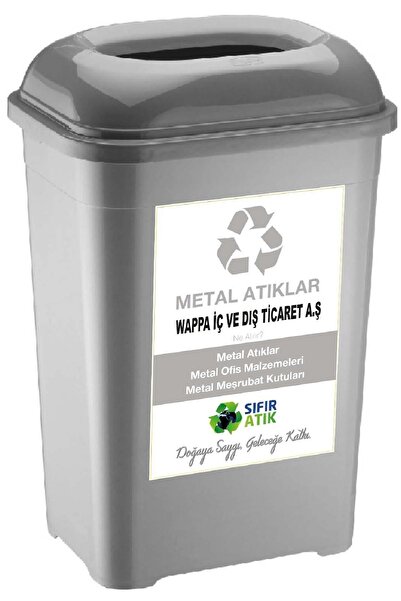 DEEMBRO Firma Ismi Yazılı Sıfır Atık Kutusu Geri Dönüşüm 50 Lt * 4 Adet Kağıt Plastik Cam Metal 33*43*60 Cm
