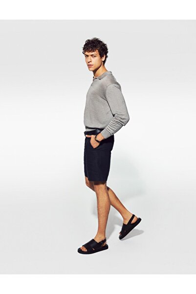 İLVİ Hexham Hakiki Desenli Deri Siyah Erkek Sandalet