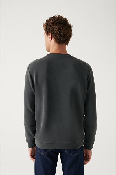 Avva Men's Anthracite Crew Neck Soft Touch Sweatshirt A22Y1274