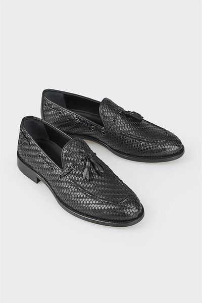 Elle Shoes Black Leather Men's Loafer
