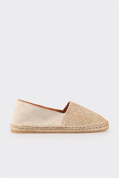 Elle Shoes Beige Leather Women's Espadrille