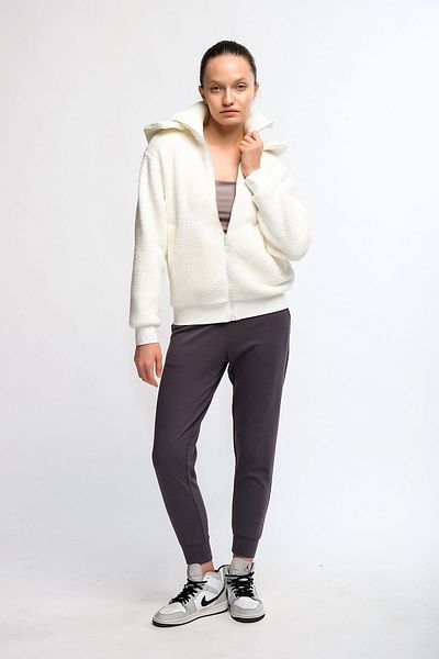 Chandraswear White Women's Zippered Hooded Plush Cardigan - Paret