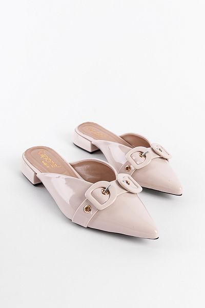 Capone Outfitters Pointed Toe Short Heeled Double Buckle Closed Women's Slippers