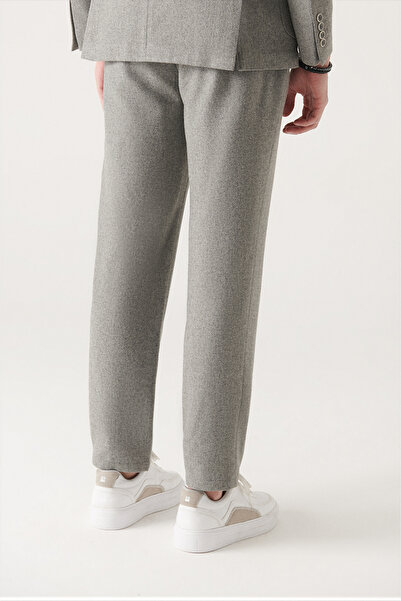 Avva Gray Men's Woolen Suit and Trousers - Elastic Waist A22Y3004