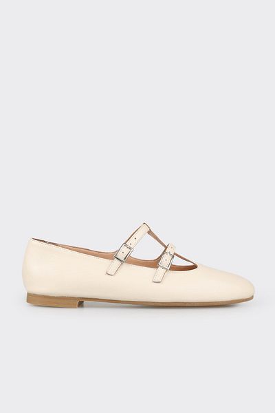Elle Shoes Ecru Leather Women's Casual Shoes