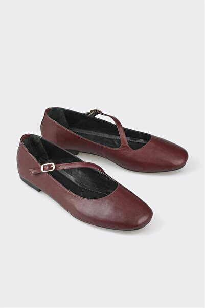 Elle Shoes Bordo Deri Kadın Günlük Ayakkabı