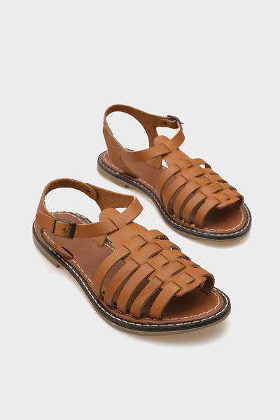 Capone Outfitters Sandale din piele pentru femei Daphne Gladiator cu vârf rotund