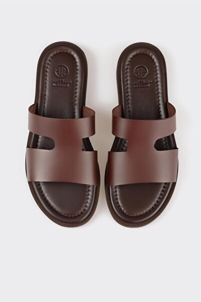 Elle Shoes Kahve Deri Erkek Terlik
