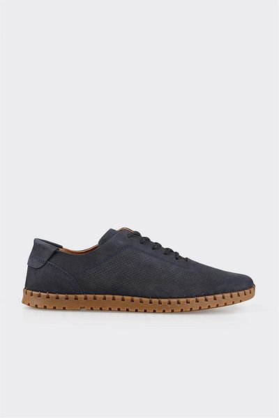 Elle Shoes Navy Blue Leather Men's Casual Shoes