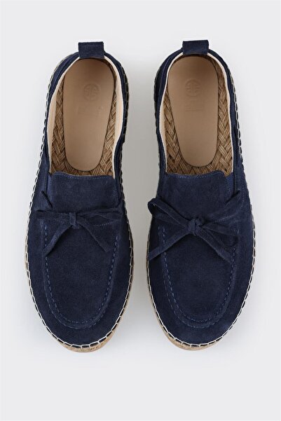 Elle Shoes Lacivert Deri Erkek Espadril