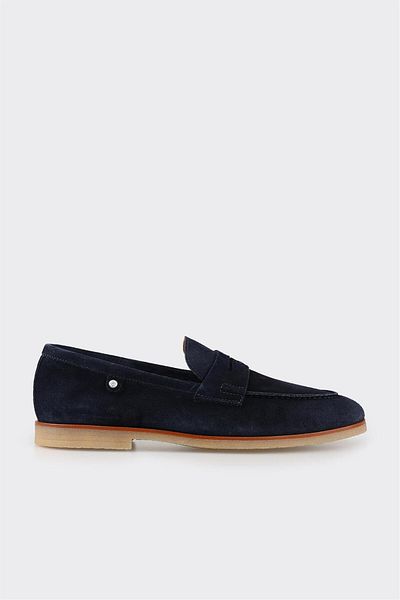 Elle Shoes Navy Blue Leather Men's Loafer