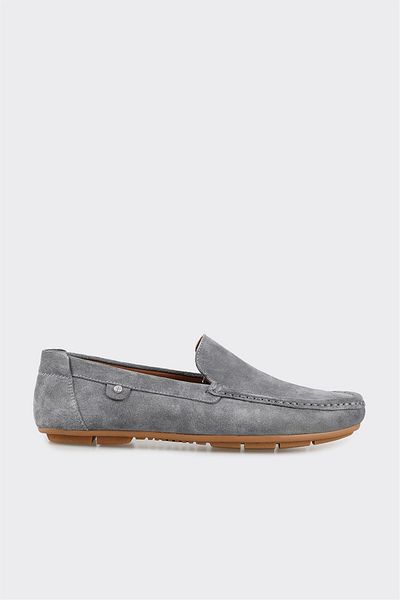 Elle Shoes Gray Leather Men's Casual Shoes