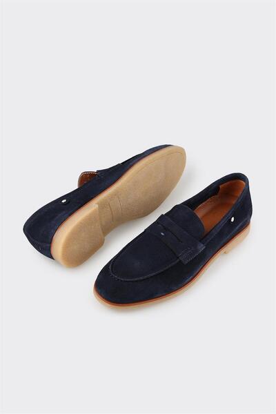 Elle Shoes Navy Blue Leather Men's Loafer