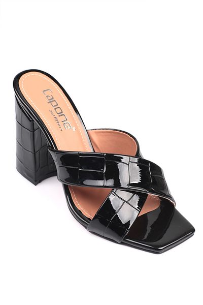 Capone Outfitters Large Crocodile Patterned 015 Heeled Blunt Toe Women's Slippers