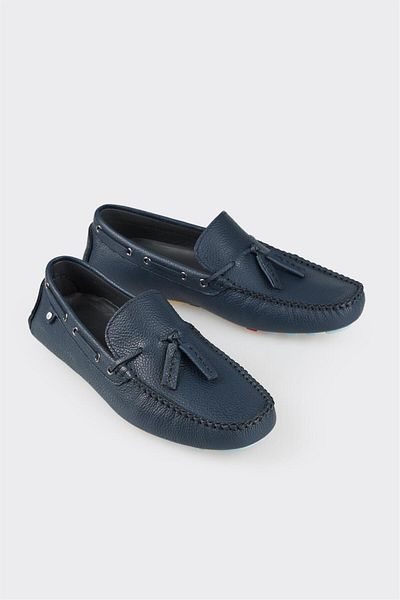 Elle Shoes Navy Blue Leather Men's Casual Shoes