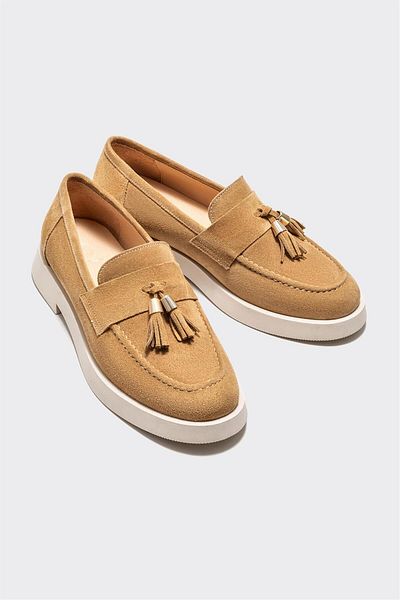 Elle Shoes Natural Leather Women's Loafer