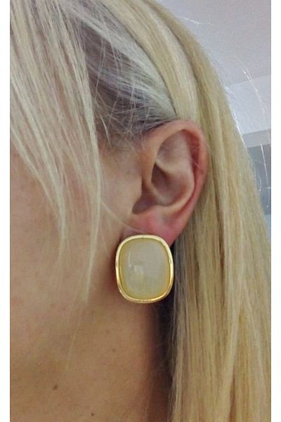 mos&more Gold Cream Stone Light Women's Earrings