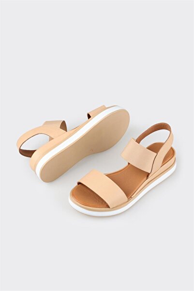 Elle Shoes Natural Leather Women's Wedge Heel Sandals