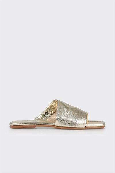 Elle Shoes شبشب نسائي من الجلد الذهبي