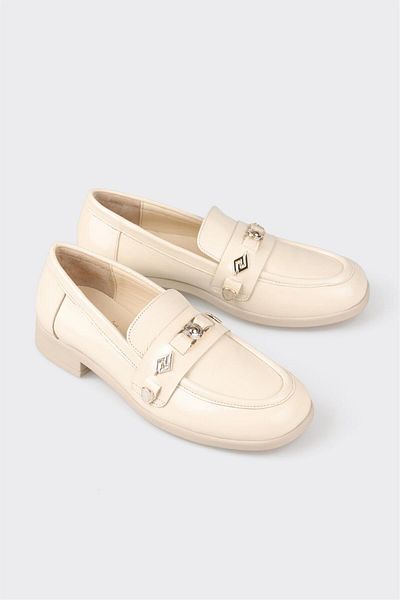 Elle Shoes Beige Leather Women's Loafer