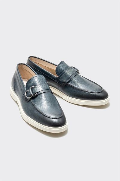 Elle Shoes Navy Blue Leather Men's Casual Shoes