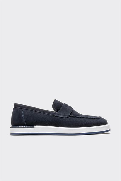 Elle Shoes Navy Blue Leather Men's Loafer