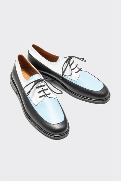 Elle Shoes Women's Blue Leather Oxford