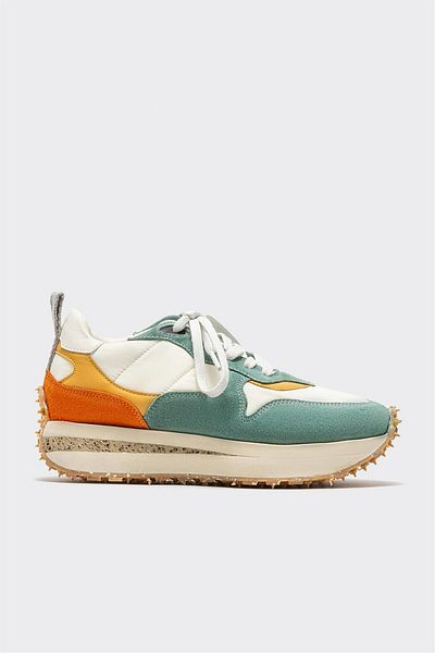Elle Shoes Green Leather Women's Sports Shoes