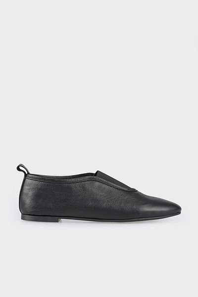 Elle Shoes Black Leather Women's Ballerinas