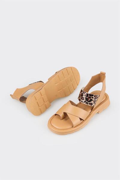 Elle Shoes Natural Leather Women's Flip Flops Sandals