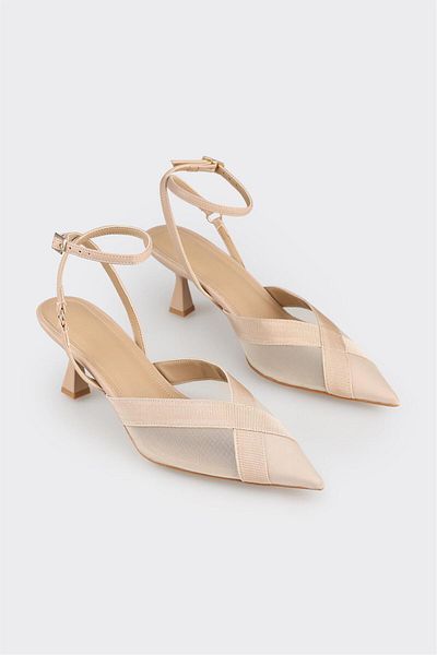 Elle Shoes Beige Women's Heeled Shoes