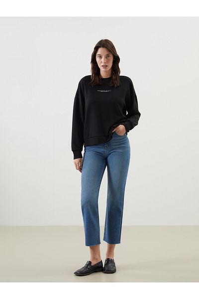 LC Waikiki Γυναικείο φούτερ με στάμπα Crew Neck Oversize