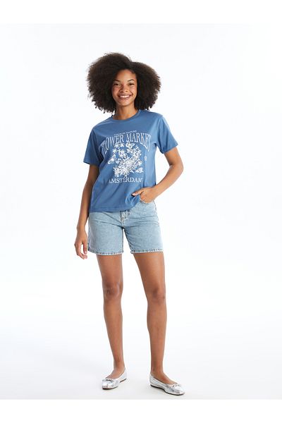 LC Waikiki  Crew Neck Printed Short Sleeve Women's T-Shirt