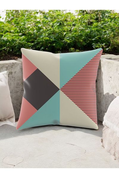 ASDİVA Smr Abstract Geometric Pattern Modern Throw Pillow Decorative Cushion Soft Colorful 43X43