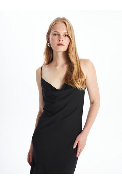 LC Waikiki Draped Collar Straight Strap Women's Dress